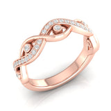 14k Gold Diamond Twisted Wedding Band Stacking Ring - Abtin & Company 