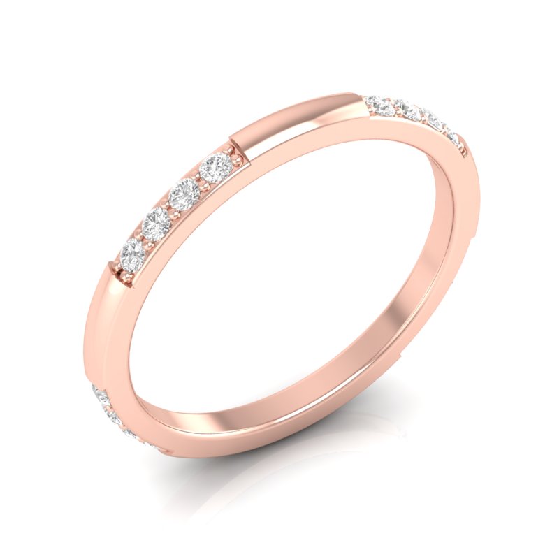 14k Gold Eternity Diamond Stackable Ring Wedding Band - Abtin & Company 