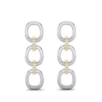 14k Two-toned Gold Chain-link Diamond Drop Earrings - Abtin & Company 