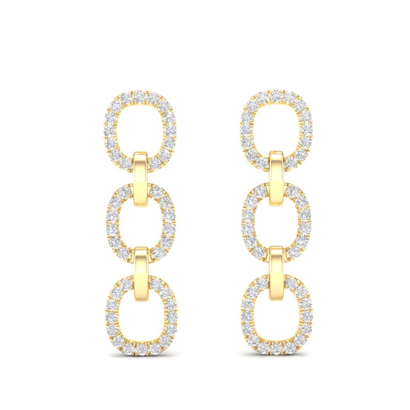 14k Yellow Gold Chain-link Diamond Earrings - Abtin & Company 
