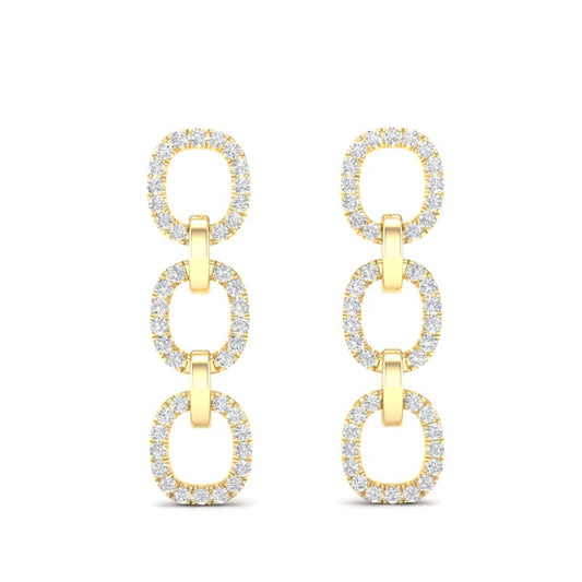 14k Yellow Gold Chain-link Diamond Earrings - Abtin & Company 