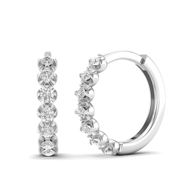 14k Gold Diamond Huggie Earrings - Abtin & Company 