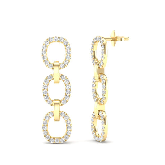 14k Yellow Gold Chain-link Diamond Earrings - Abtin & Company 