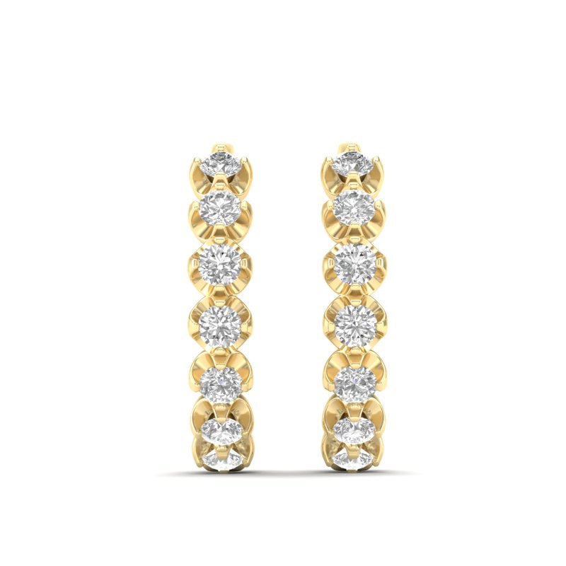 14k Gold Diamond Huggie Earrings - Abtin & Company 