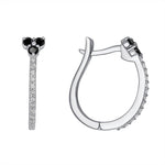 14k Black Diamond Flower Huggies Earring ABH-101.1W-BDD  - Abtin & Co.