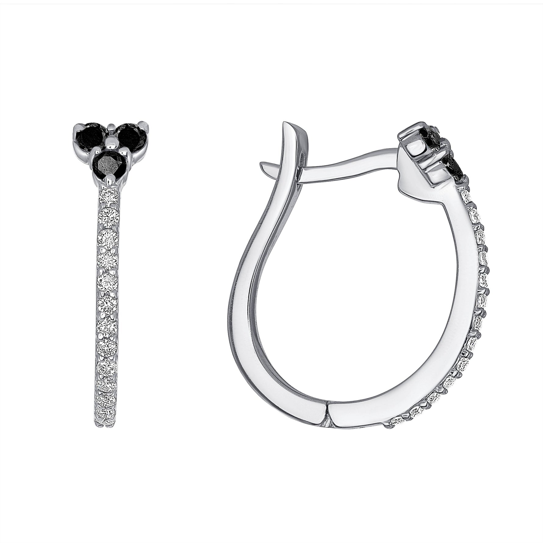 14k Black Diamond Flower Huggies Earring ABH-101.1W-BDD  - Abtin & Co.