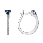 14k Diamond and Blue Sapphire Flower Huggie Earring ABH-101.1W-BSD  - Abtin & Co.
