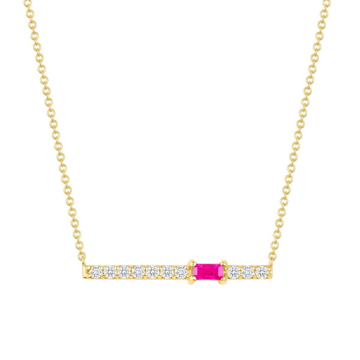 14K Diamond and Pink Sapphire Bar Pendant Pendant ABP-183/2V1-PSD-2  - Abtin & Co.