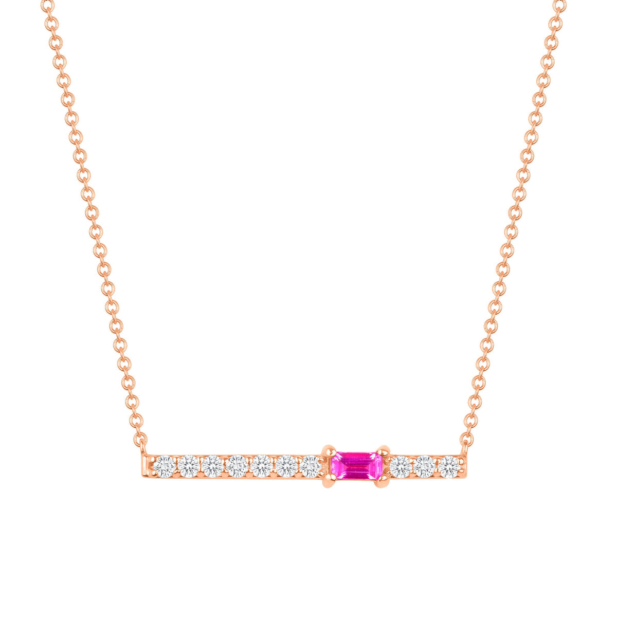 14K Diamond and Pink Sapphire Bar Pendant Pendant ABP-183/2V1-PSD  - Abtin & Co.