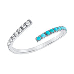 14K Diamond and Turquoise Bypass Open Ring Ring ABB-272-TQD  - Abtin & Co.
