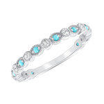 14K Diamond and Turquoise Milgrain vintage Stacking ring Ring ABB-243.2-TQD  - Abtin & Co.