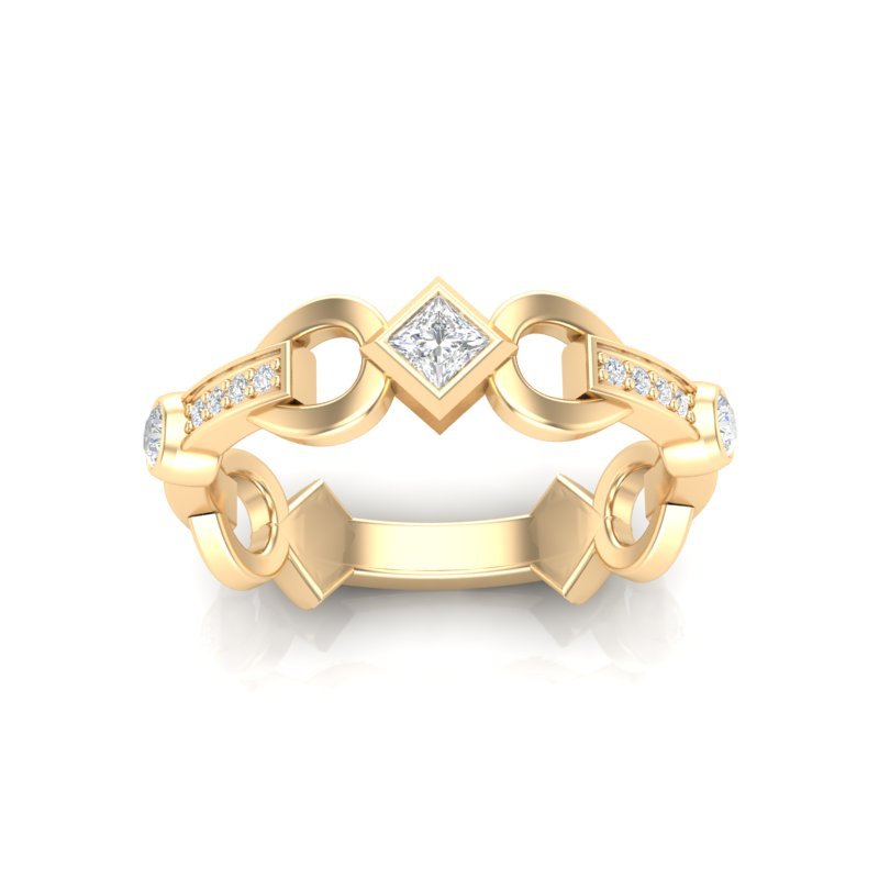 14k Diamond Interlock Stackable Ring Wedding Band Ring ABB-197-D  - Abtin & Co.
