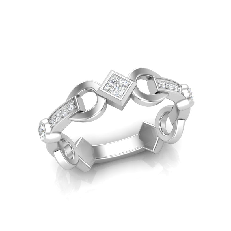 14k Diamond Interlock Stackable Ring Wedding Band Ring ABB-197-D  - Abtin & Co.