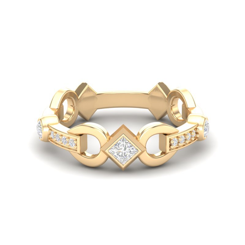 14k Diamond Interlock Stackable Ring Wedding Band Ring ABB-197-D  - Abtin & Co.