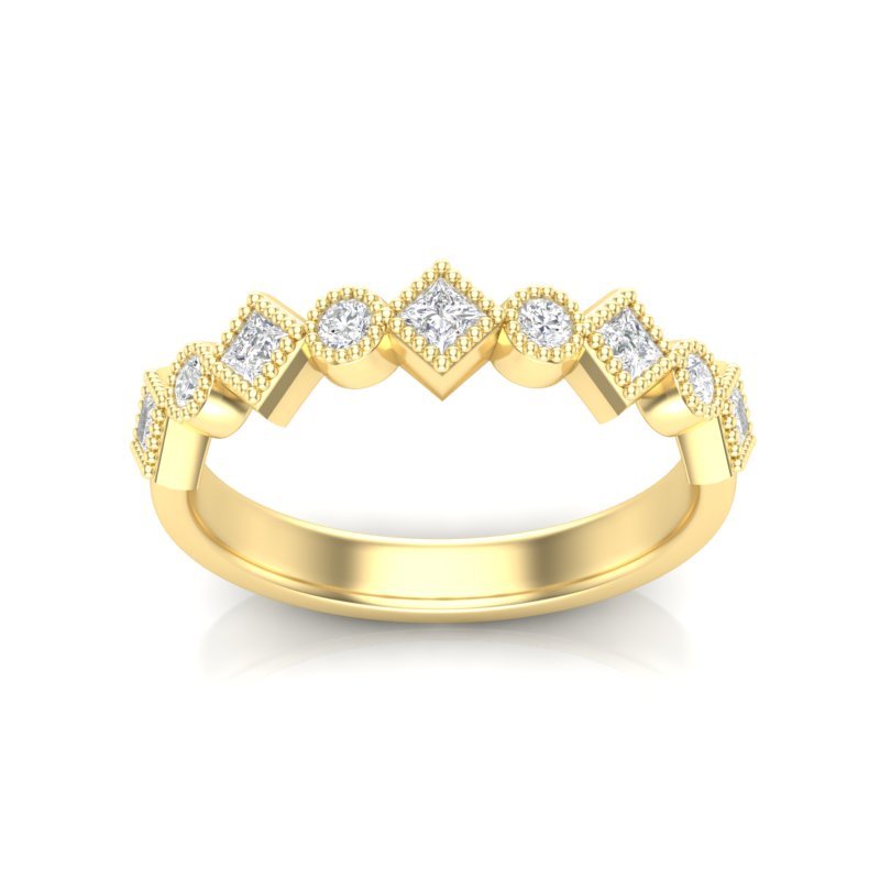 14k Diamond Milgrain Bezel Stackable Wedding Band Ring ABB-179-D  - Abtin & Co.