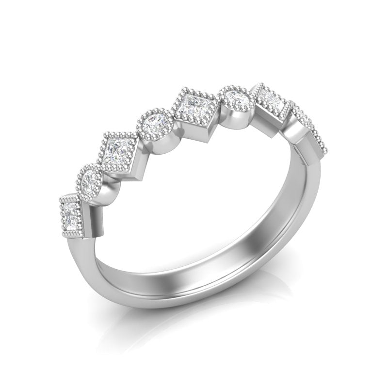 14k Diamond Milgrain Bezel Stackable Wedding Band Ring ABB-179-D  - Abtin & Co.