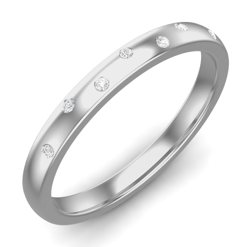 14k Diamond Spangled Stackable Ring Wedding Band Ring ABB-177-D  - Abtin & Co.