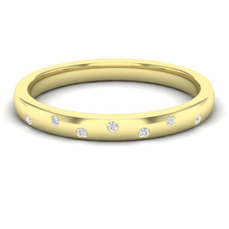 14k Diamond Spangled Stackable Ring Wedding Band Ring ABB-177-D  - Abtin & Co.