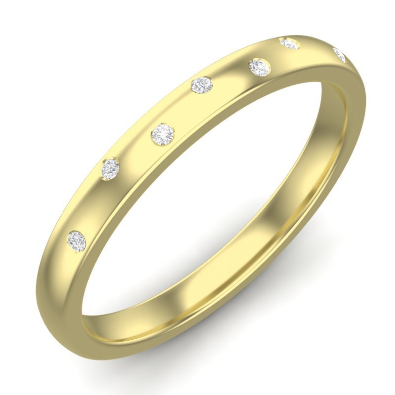 14k Diamond Spangled Stackable Ring Wedding Band Ring ABB-177-D  - Abtin & Co.