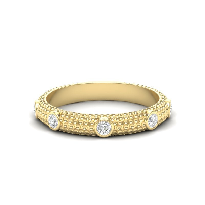 14k Gold 5 Stone Diamond Stackable Ring Wedding Band Ring ABB-171-D  - Abtin & Co.