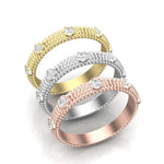 14k Gold 5 Stone Diamond Stackable Ring Wedding Band Ring ABB-171-D  - Abtin & Co.