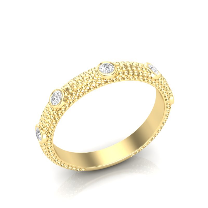 14k Gold 5 Stone Diamond Stackable Ring Wedding Band Ring ABB-171-D  - Abtin & Co.