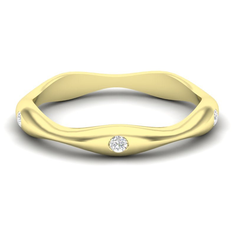 14k Gold Art Deco style Wavy Diamond Wedding Band Ring GGDB-176-D  - Abtin & Co.