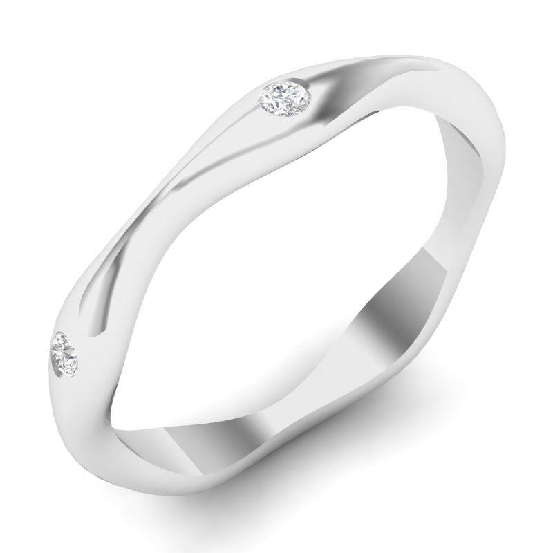 14k Gold Art Deco style Wavy Diamond Wedding Band Ring GGDB-176-D  - Abtin & Co.