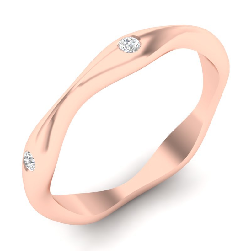 14k Gold Art Deco style Wavy Diamond Wedding Band Ring GGDB-176-D  - Abtin & Co.
