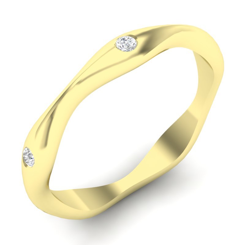 14k Gold Art Deco style Wavy Diamond Wedding Band Ring GGDB-176-D  - Abtin & Co.