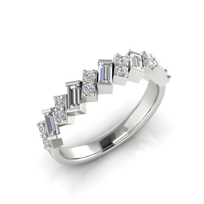 14K Gold Baguette & Round Diamond Wedding & Anniversary Band Ring ABB-385.1-D  - Abtin & Co.