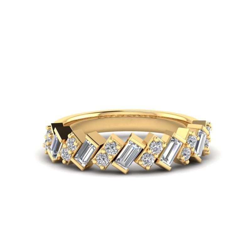 14K Gold Baguette & Round Diamond Wedding & Anniversary Band Ring ABB-385.1-D  - Abtin & Co.