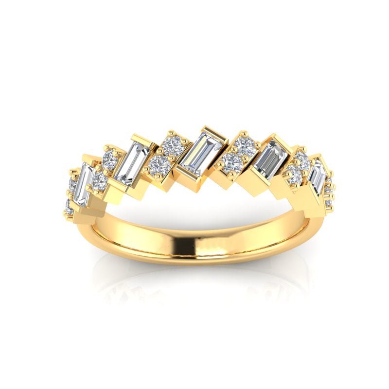 14K Gold Baguette & Round Diamond Wedding & Anniversary Band Ring ABB-385.1-D  - Abtin & Co.
