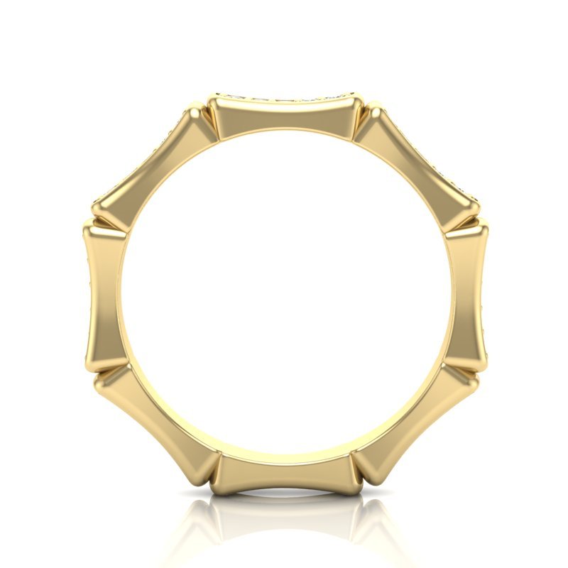 14k Gold Bamboo Diamond Stackable ring Wedding Band Ring ABB-113-D  - Abtin & Co.