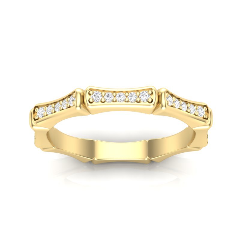 14k Gold Bamboo Diamond Stackable ring Wedding Band Ring ABB-113-D  - Abtin & Co.