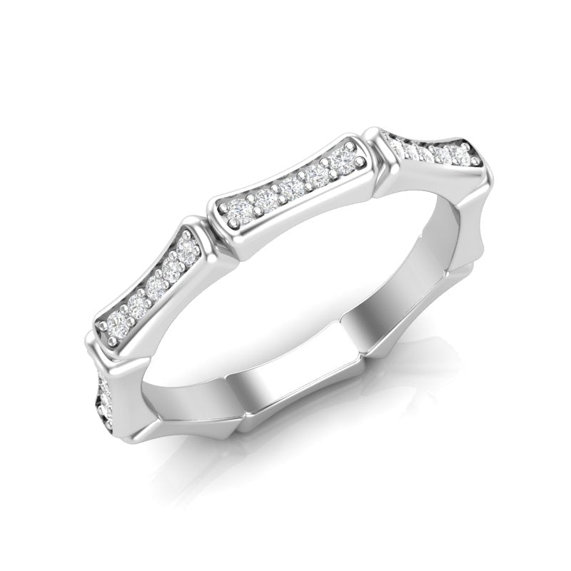 14k Gold Bamboo Diamond Stackable ring Wedding Band Ring ABB-113-D  - Abtin & Co.
