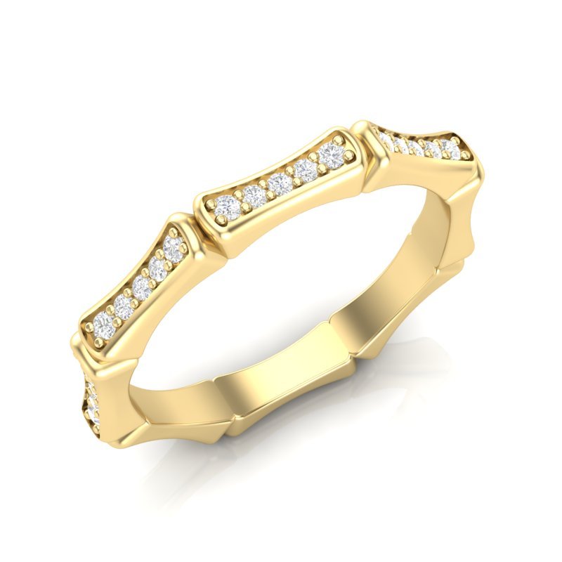 14k Gold Bamboo Diamond Stackable ring Wedding Band Ring ABB-113-D  - Abtin & Co.