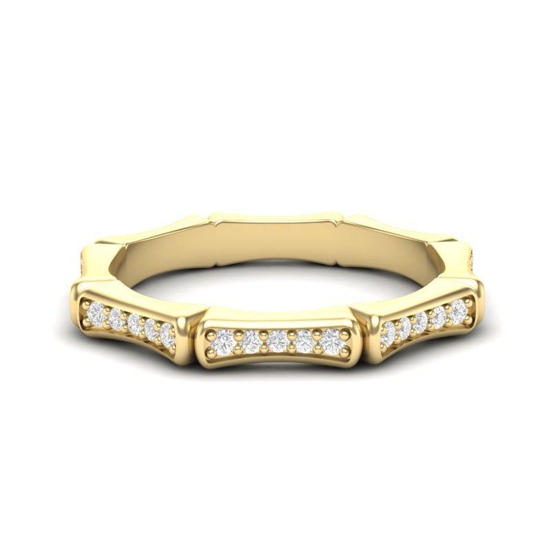 14k Gold Bamboo Diamond Stackable ring Wedding Band Ring ABB-113-D  - Abtin & Co.