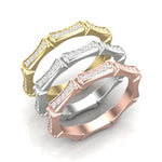 14k Gold Bamboo Diamond Stackable ring Wedding Band Ring ABB-113-D  - Abtin & Co.
