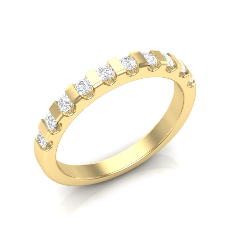 14k Gold Bar Channel Diamond Anniversary Band Ring ABB-175-D  - Abtin & Co.