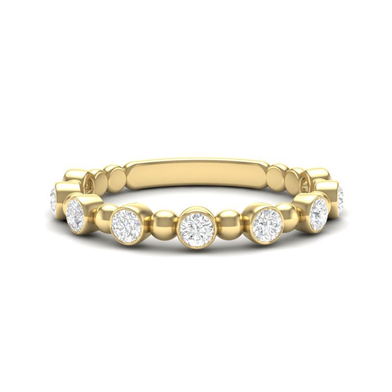 14k Gold Bead & Bezel Diamond Stackable Wedding Band Ring ABB-103-D  - Abtin & Co.