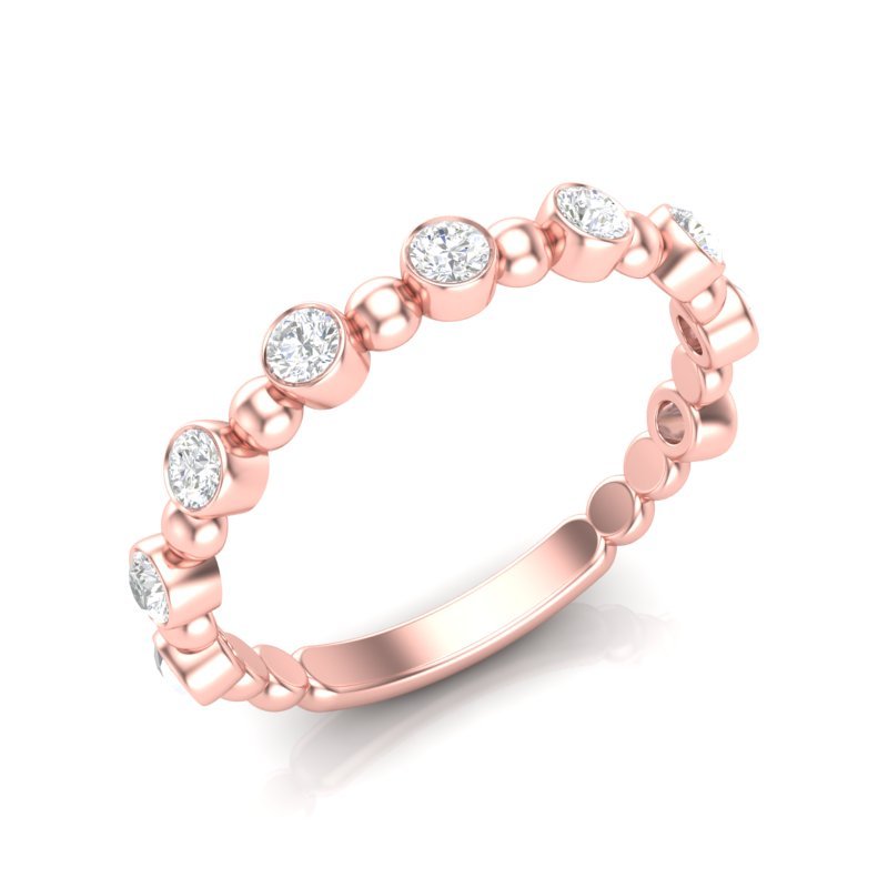 14k Gold Bead & Bezel Diamond Stackable Wedding Band Ring ABB-103-D  - Abtin & Co.
