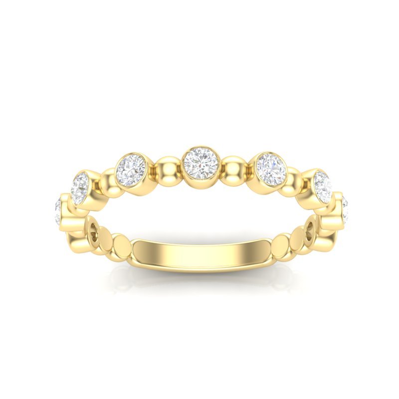14k Gold Bead & Bezel Diamond Stackable Wedding Band Ring ABB-103-D  - Abtin & Co.
