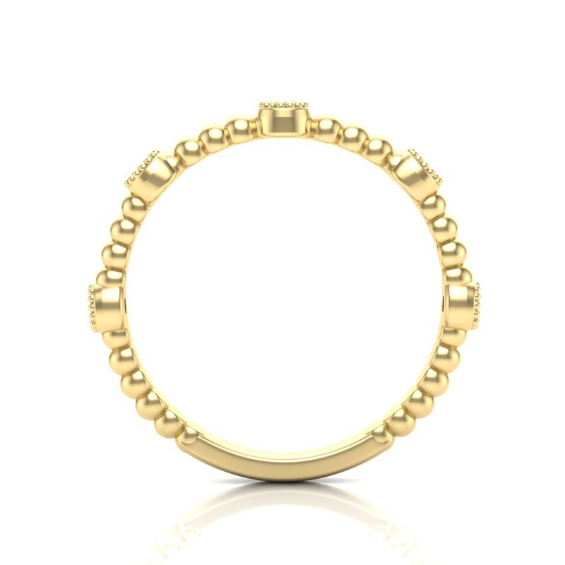 14k Gold Beaded Bezel Diamond Stackable Ring Wedding Band Ring ABB-152-D  - Abtin & Co.