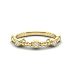 14k Gold Beaded Bezel Diamond Stackable Ring Wedding Band Ring ABB-152-D  - Abtin & Co.