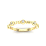 14k Gold Beaded Bezel Diamond Stackable Ring Wedding Band Ring ABB-152-D  - Abtin & Co.