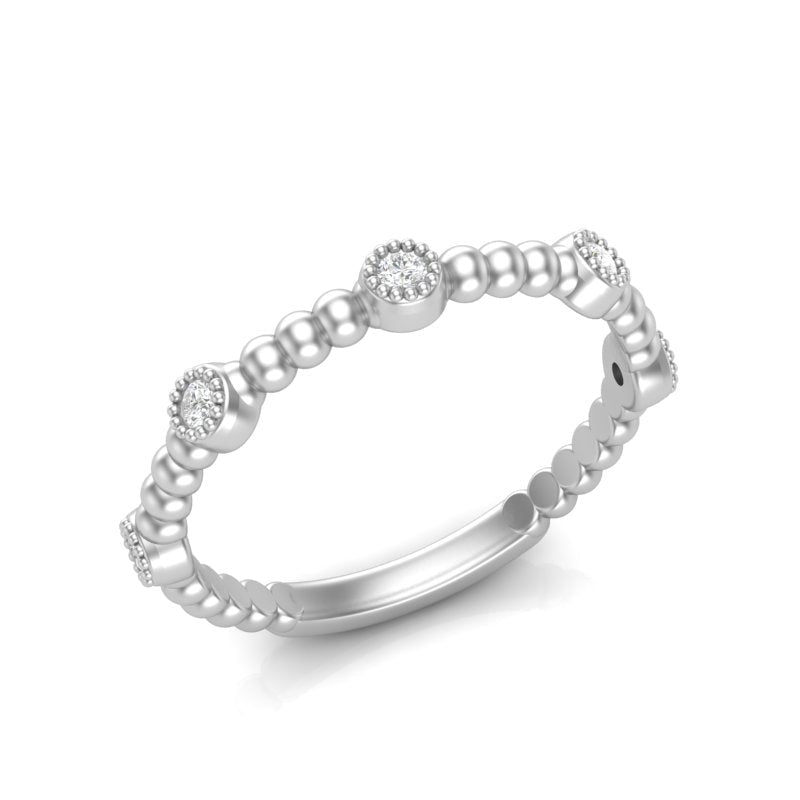 14k Gold Beaded Bezel Diamond Stackable Ring Wedding Band Ring ABB-152-D  - Abtin & Co.