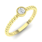 14k Gold Beaded Bezel Diamond Stackable Wedding Band Ring ABB-142-D  - Abtin & Co.