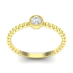 14k Gold Beaded Bezel Diamond Stackable Wedding Band Ring ABB-142-D  - Abtin & Co.