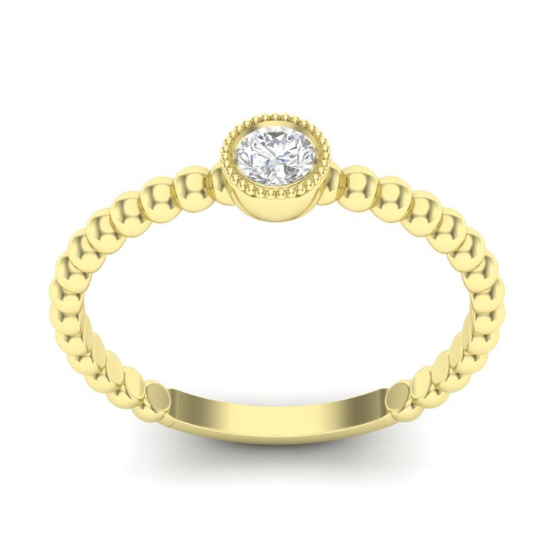 14k Gold Beaded Bezel Diamond Stackable Wedding Band Ring ABB-142-D  - Abtin & Co.